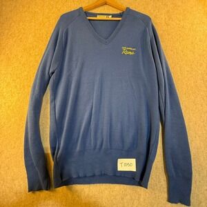 Vintage Logo 7 Los Angeles Rams V-Neck Sweater Mens Large Blue NFL Made in USA